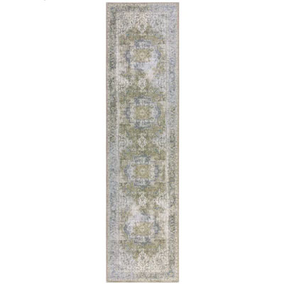 faded green washable hallway runner rug