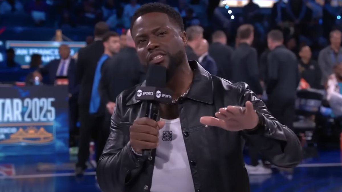 Kevin Hart speaks as the NBA All-Star Game