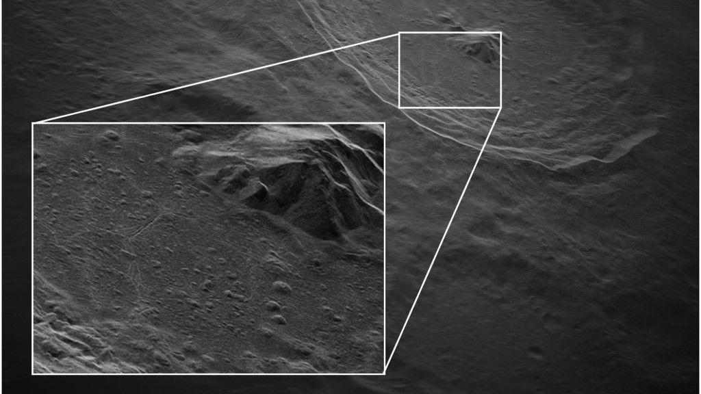 A detail image of the moon's Tycho Crater shows the high resolution of the prototype radar system at Green Bank Observatory.