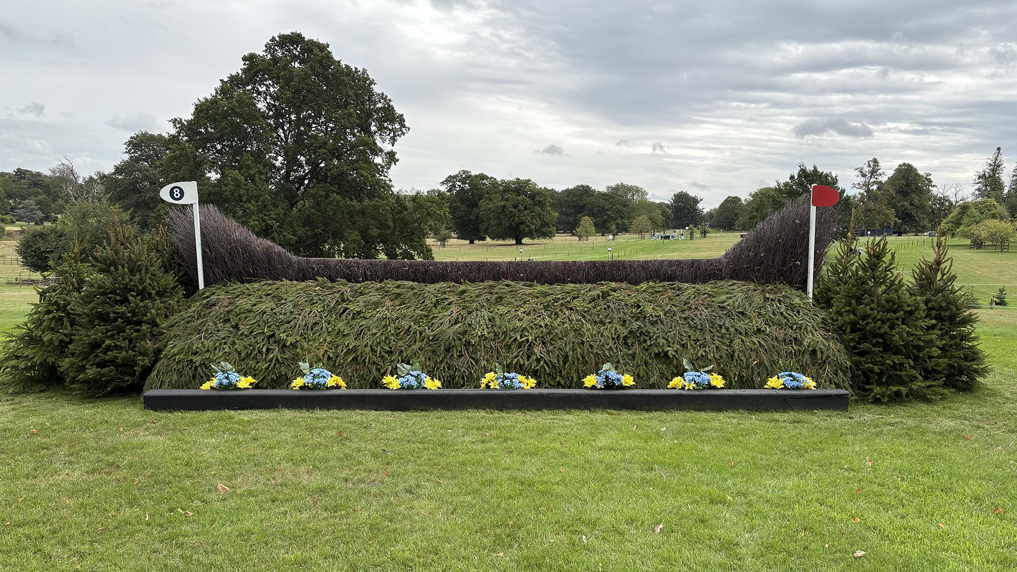 Brush fence on the Burghley cross-country course 2026