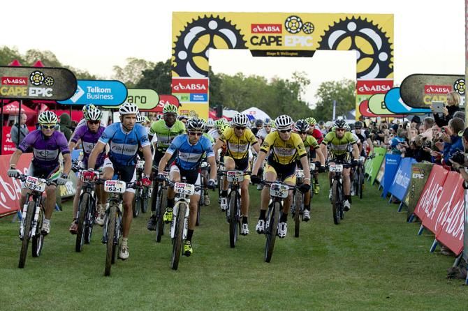 Racers roll out for the start of Cape Epic stage 5