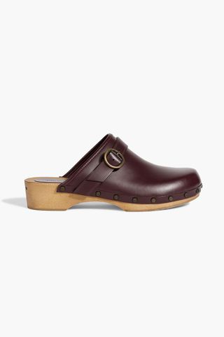 Thalie Buckled Studded Leather Clogs