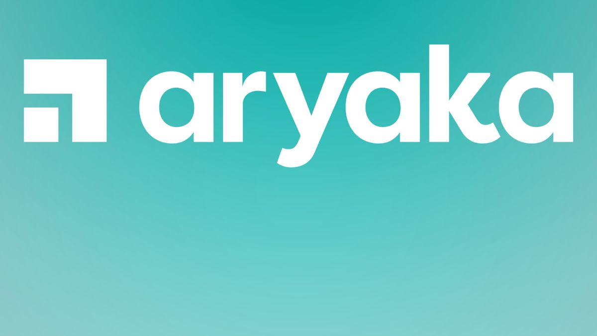 Aryaka company logo against a sky blue background