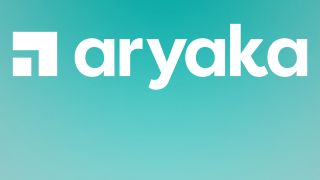 Aryaka company logo against a sky blue background