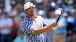 Bryson DeChambeau takes a shot during the second round of the US Open