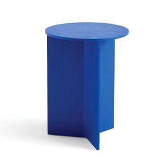 A blue side table