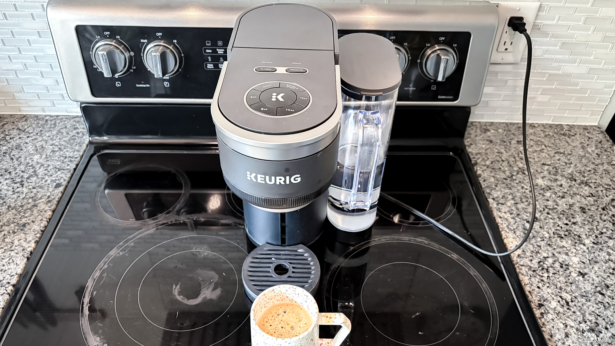Keurig K-Crema coffee maker on a kitchen counter