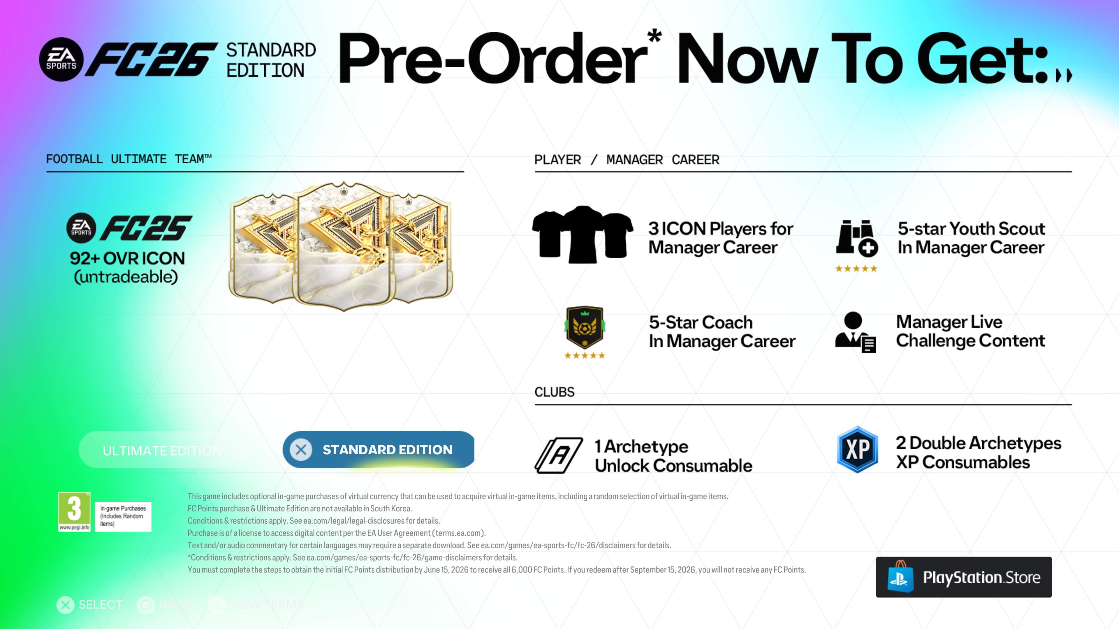 The standard edition bonuses for pre-ordering FC 26