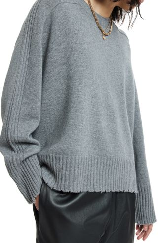 AllSaints Kiera Fray Edge Crewneck Sweater 