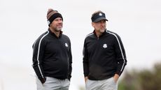 Lee Westwood and Ian Poulter standing next to each other at the 2021 Ryder Cup