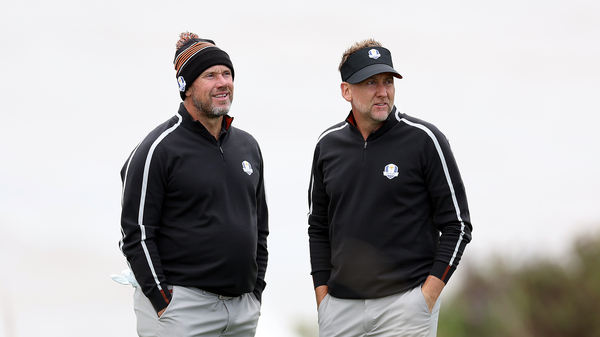 Lee Westwood and Ian Poulter standing next to each other at the 2021 Ryder Cup