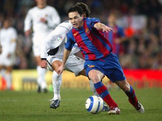 A young Andres Iniesta on the ball for Barcelona against Mallorca in February 2005.