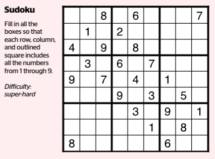 A sudoku puzzle.