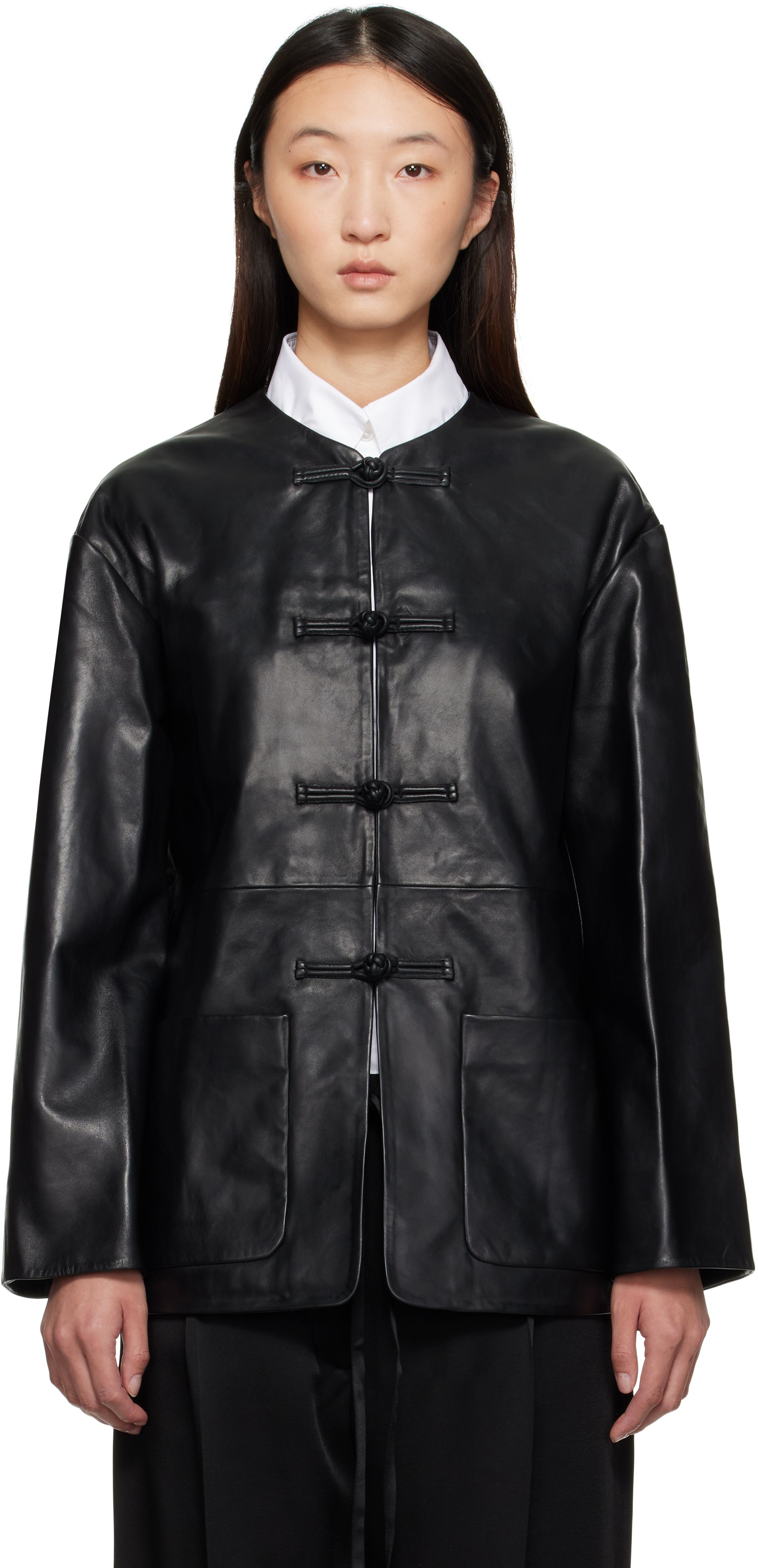Black Mandarin Leather Jacket