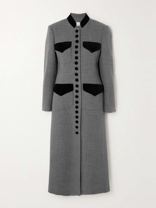 + Net Sustain Velvet-Trimmed Wool Coat