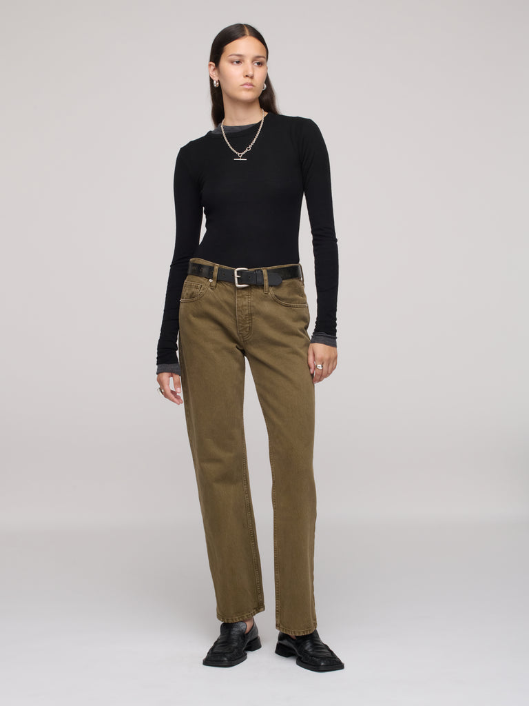 Calla Mid Rise Ankle Jeans - Dark Olive