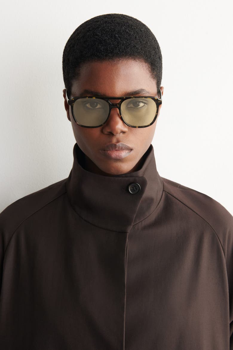 Square-Frame Aviator Sunglasses