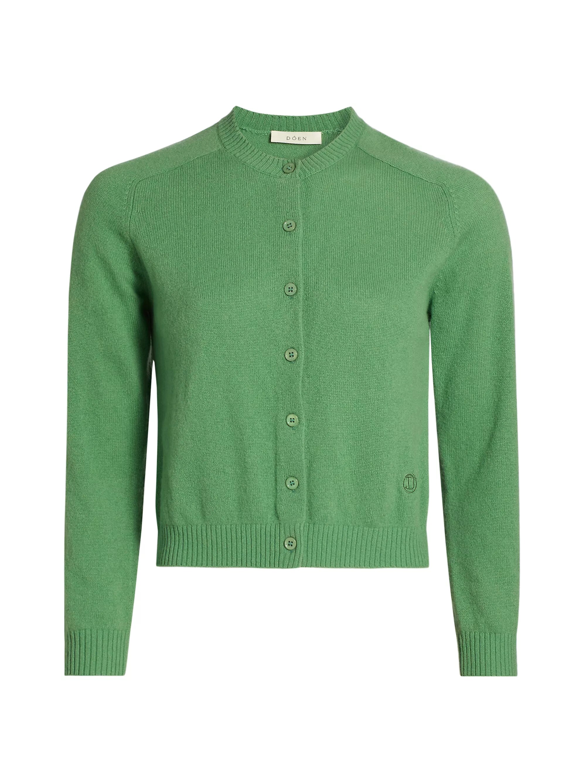 Claudine Cashmere Crewneck Button-Front Cardigan