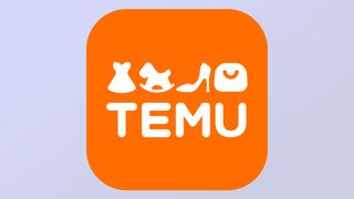 Temu app icon against lavender background