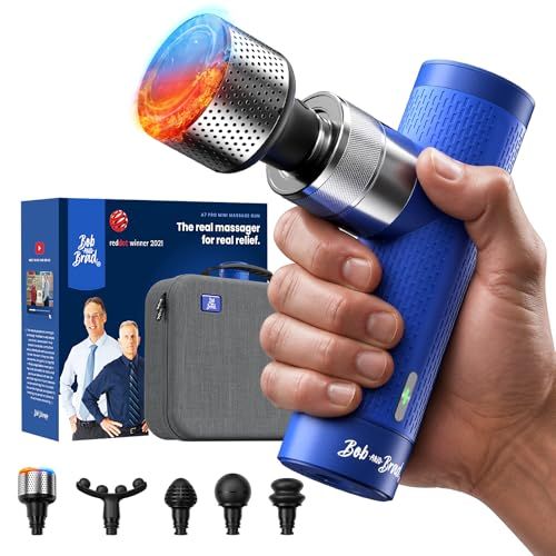 Bob and Brad A7 Pro Mini Massage Gun With Heat & Cold Therapy for Back Pain & Recovery - 11mm Deep Tissue, Portable Quiet Handheld Gun, Fsa-Hsa Eligible With Case, Gifts for Fitness Lovers