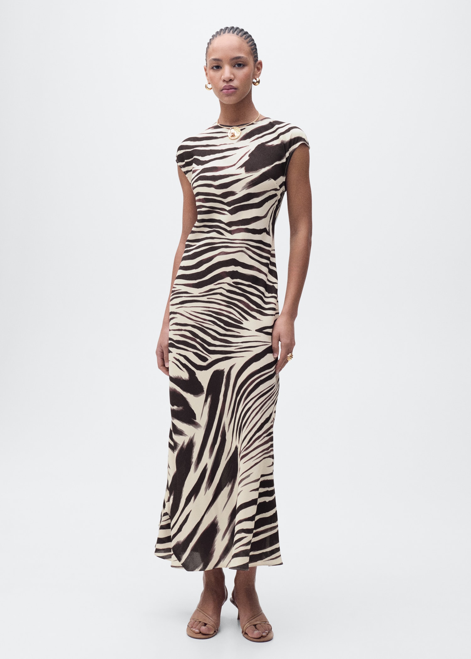 MANGO, Zebra-Print Midi-Dress - Women | Mango United Kingdom