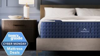 DreamCloud Hybrid Mattress half-profile with a Tom's Guide Cyber Monday badge in the lower left corner