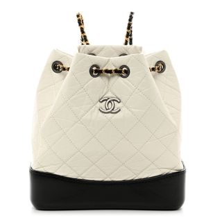 Chanel Aged Calfskin Quilted Small Gabrielle Backpack Black White