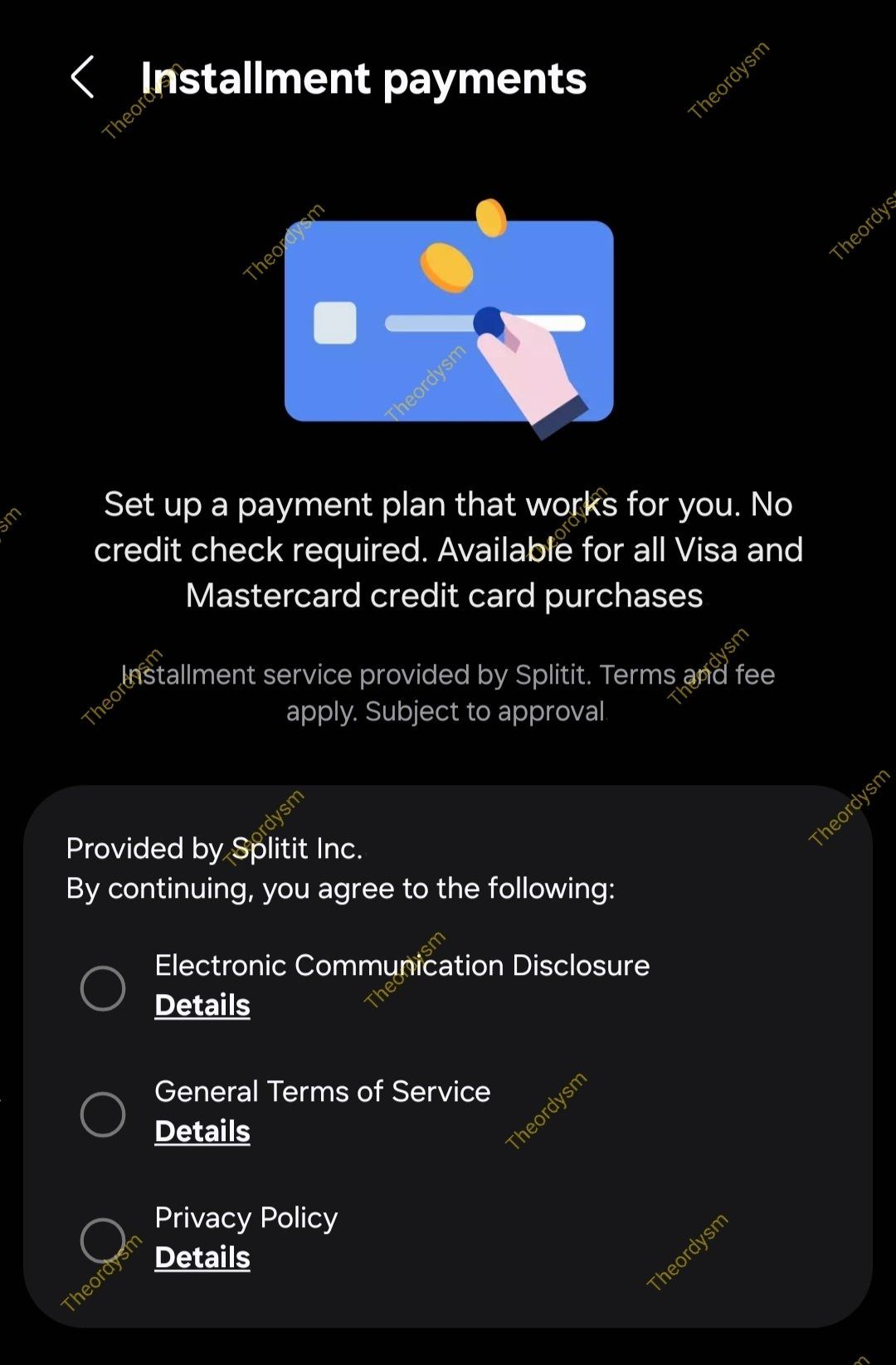 Samsung Wallet send money and installment payment options