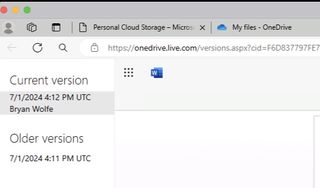 Microsoft OneDrive versioning