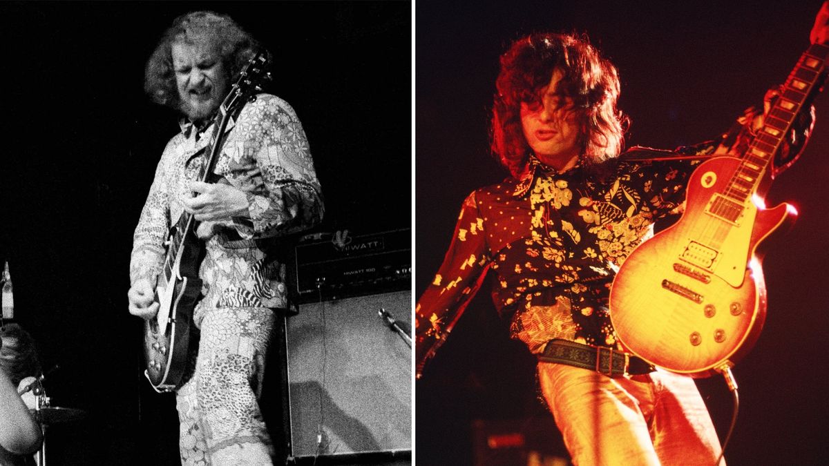 Martin Barre (left) and Jimmy Page perform onstage