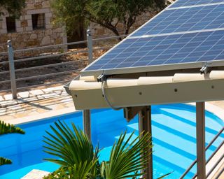 solar panels and swimming pool