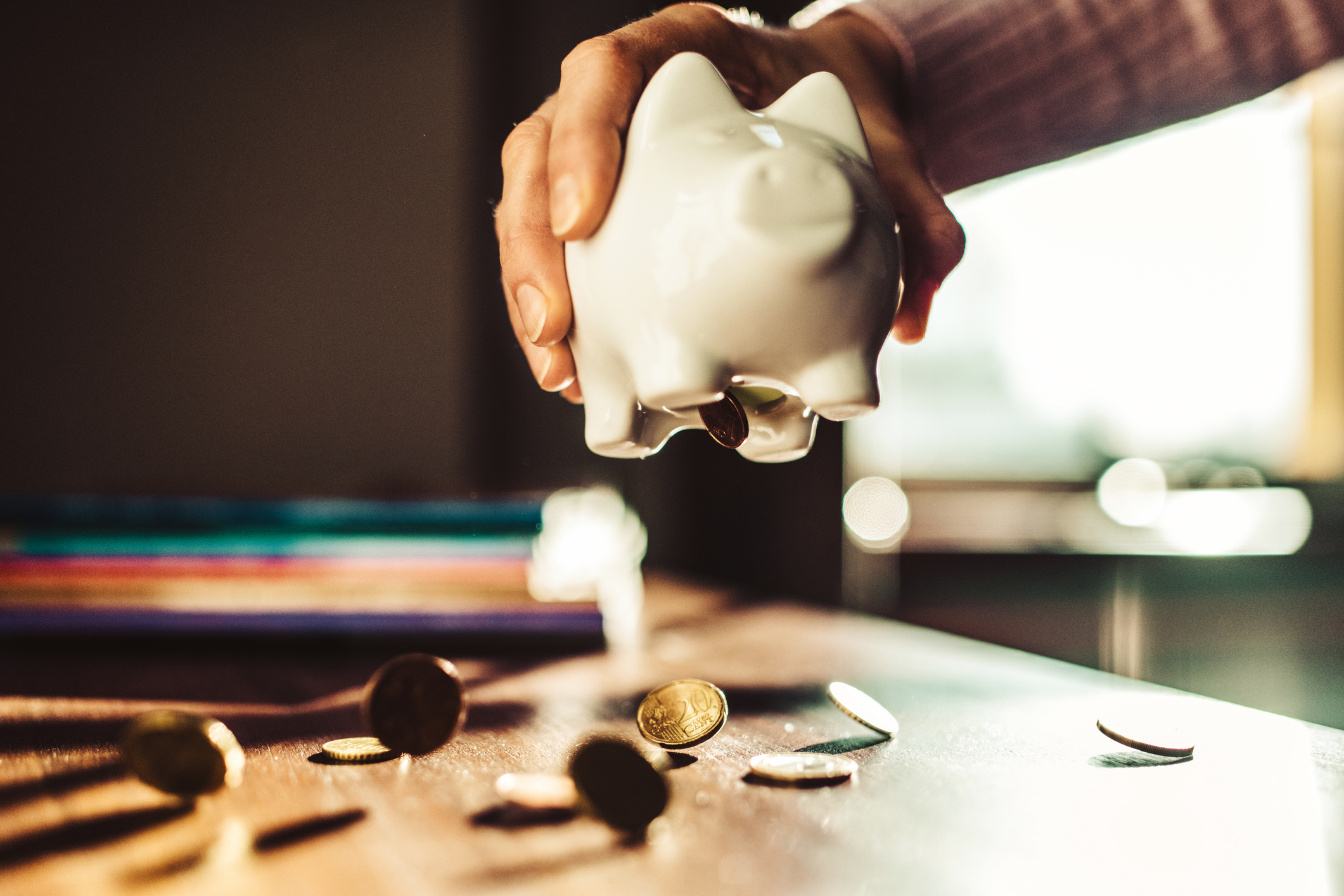 piggy bank being emptied