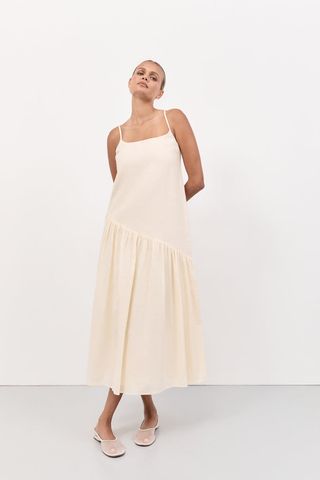 Noah Lemon Linen Asym Midi Dress