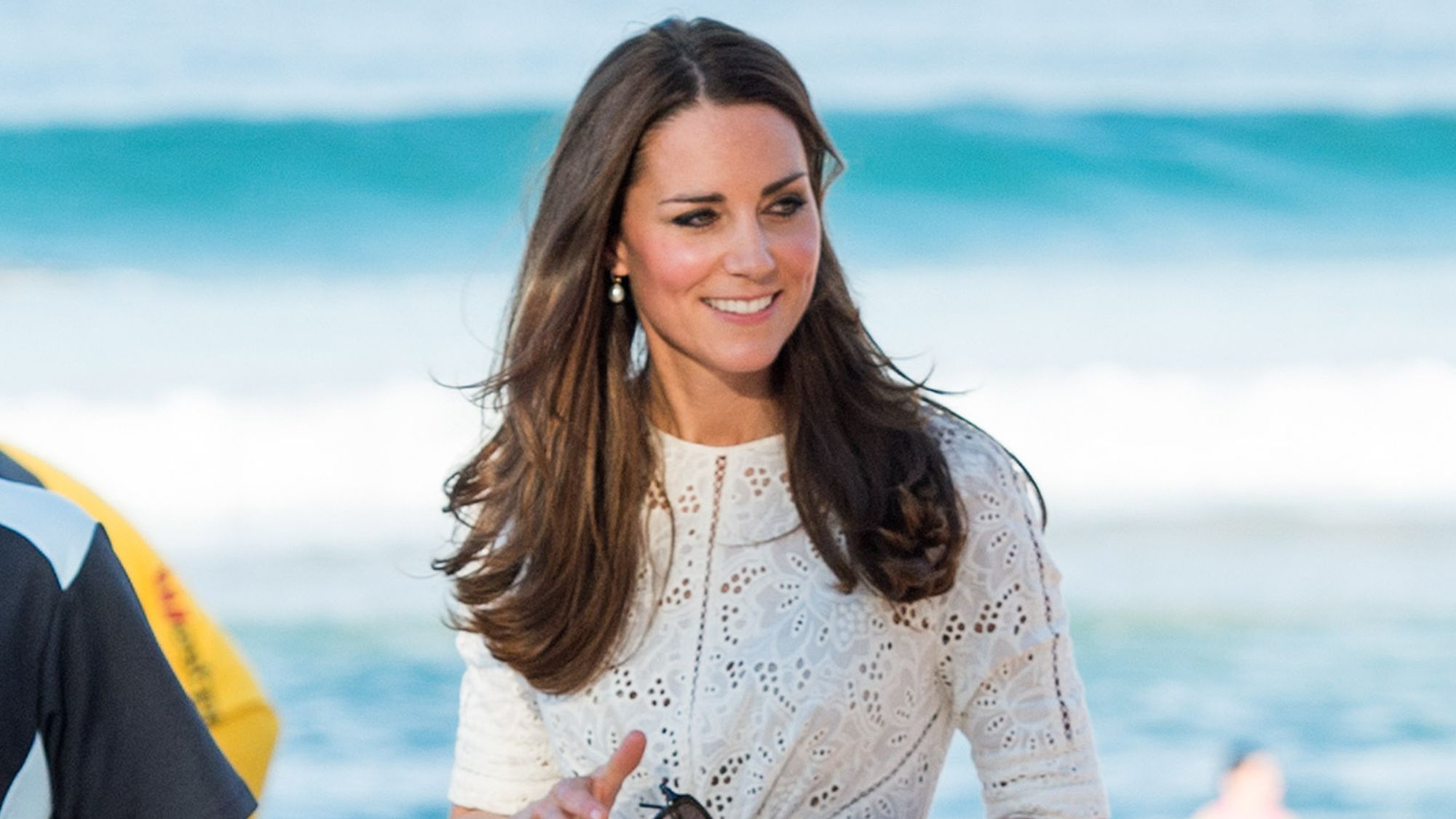 Catherine, Princess of Wales attends a lifesaving event on Manley Beach on April 18, 2014 