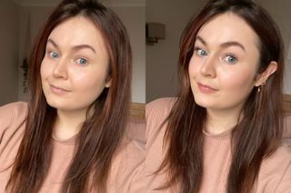 Freelance beauty editor Lucy wearing YSL All Hours Foundation alone and with a full face of makeup