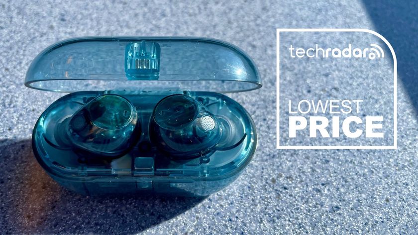 Sony WF-C710N on floor with words &#039;TechRaadar: lowest price&#039;