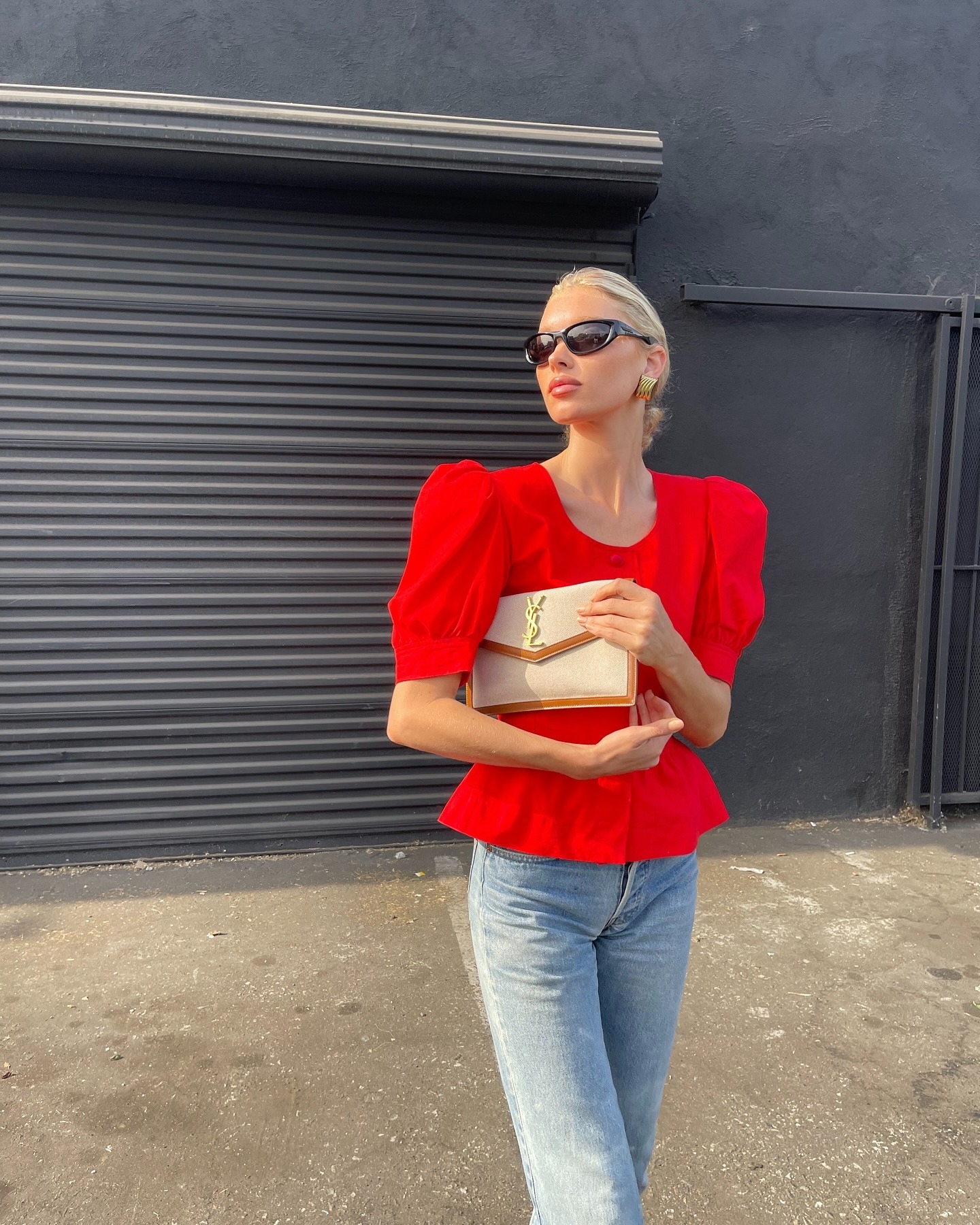 Woman wearing peplum top as a spring 2026 trend.