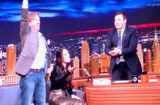 Chip and Joanna Gaines with Jimmy Fallon.