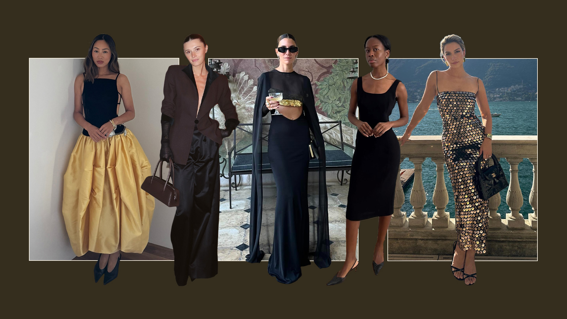 Influencers wearing fall wedding guest outfits