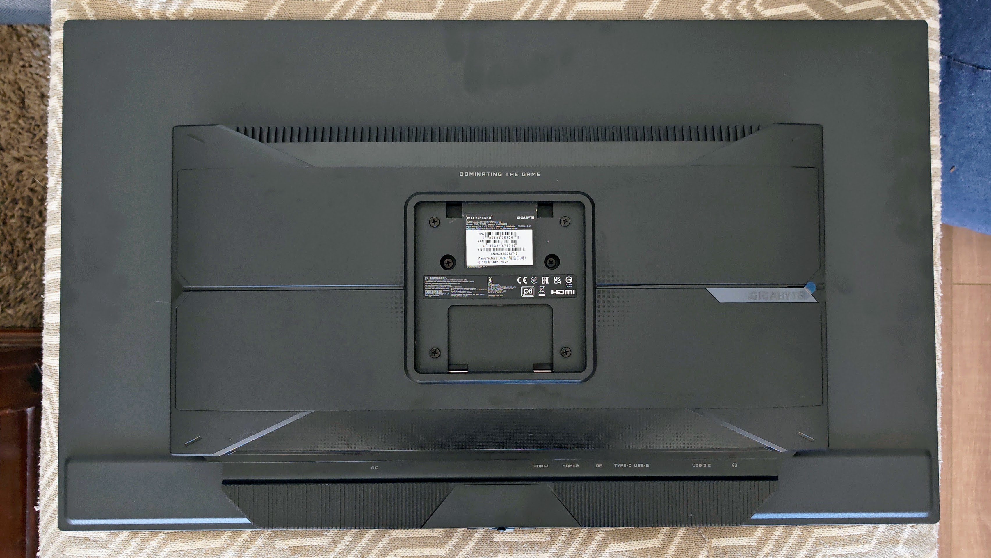 Gigabyte MO32U24 gaming monitor rear with stand removed