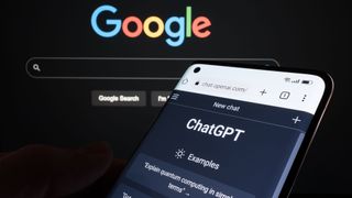 ChatGPT next to a Google logo.