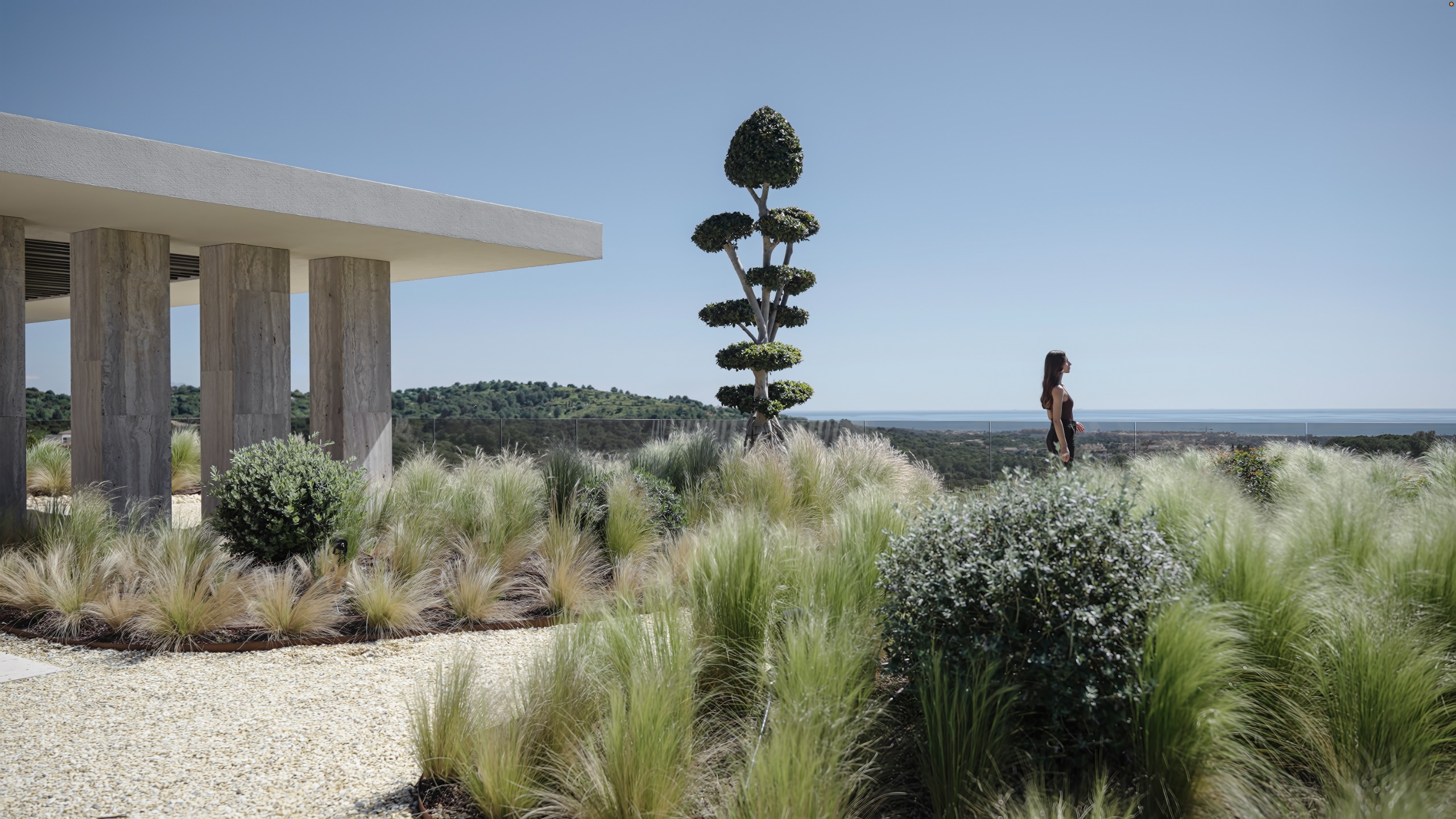 Villa ENSO by ARK Architects in Sotogrande, a luxurious villa with concrete and stone surfaces and swimming pools