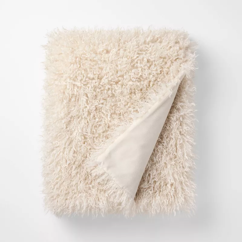 Cream Extra Plush Throw - 50 X 50&quot; - Threshold&amp;trade; Designed With Studio Mcgee