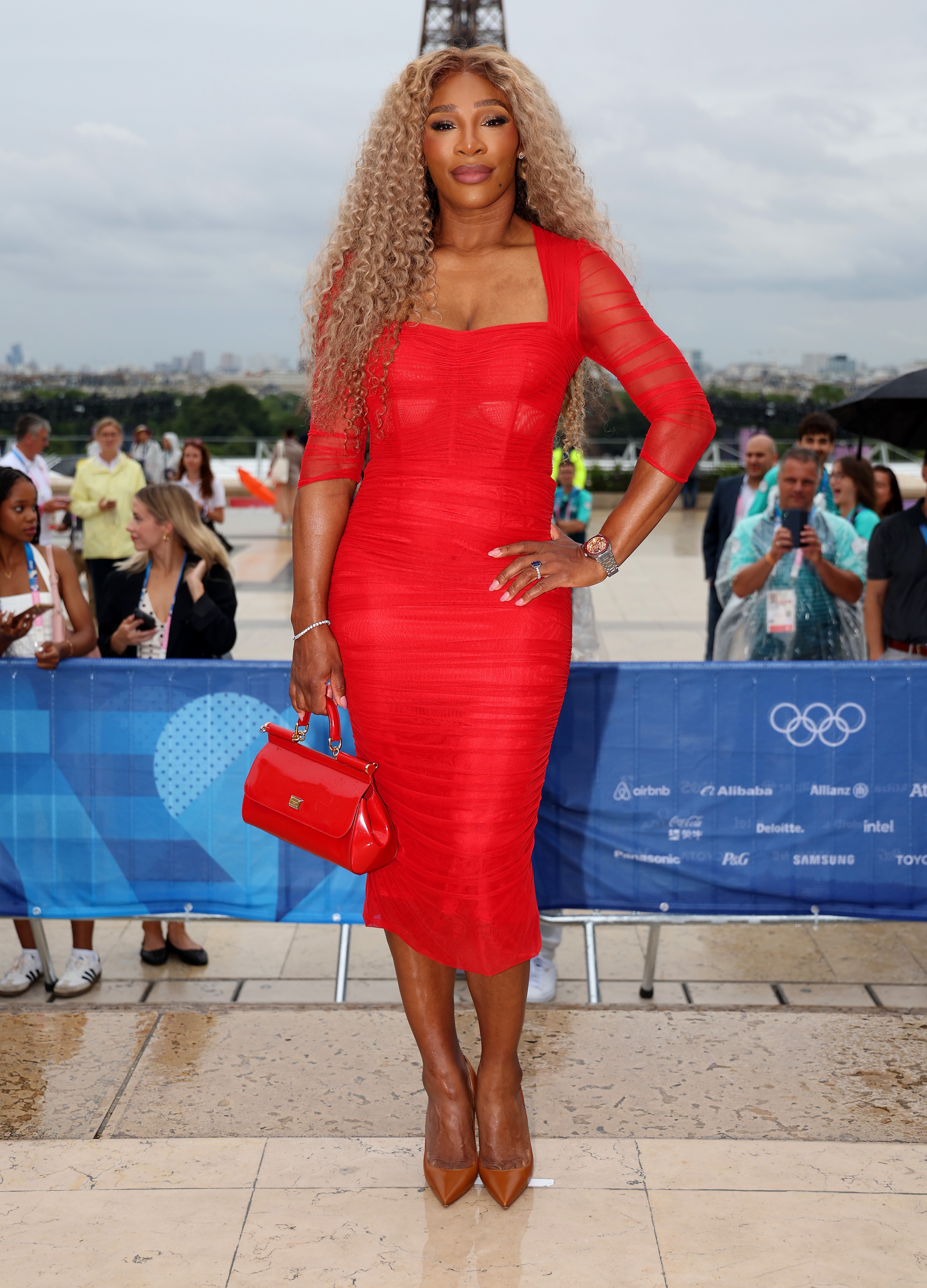Serena Williams wearing red dress