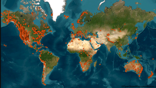 Map showing Garmin SOS calls from 2024