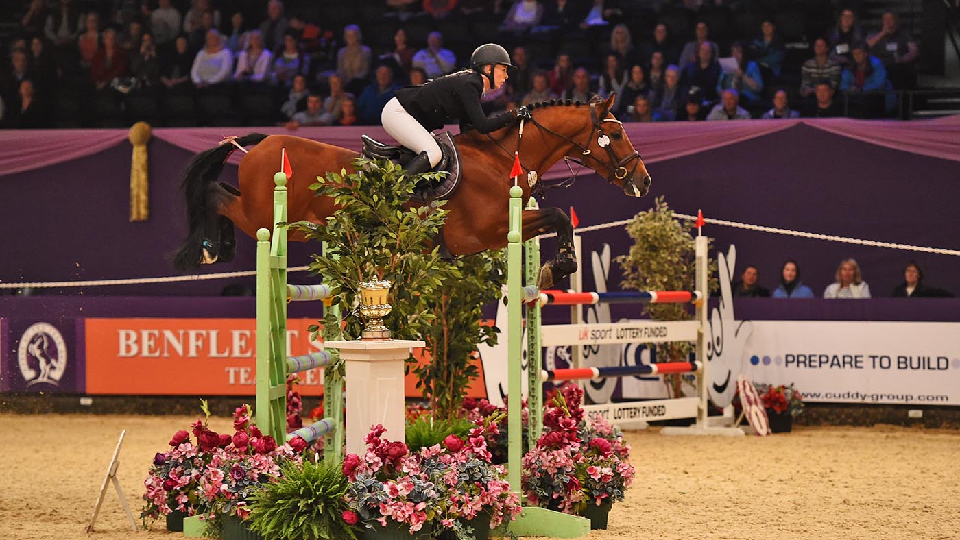 Laura Pritchard riding HORSE VICTORY"S FAYOT owned by Tracy Pritchard, winner of the Senior Foxhunter Championship during HOYS in the NEC in Warwickshire in the UK on 6th October 2016