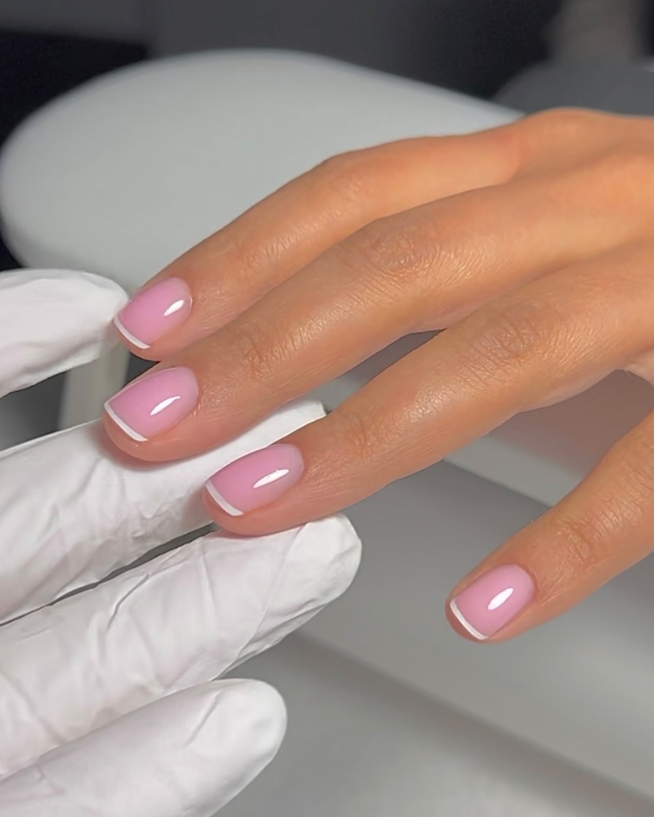 pink nail designs glow french