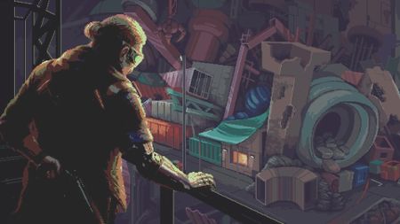 Probably Stolen pixel art showing shopkeep behind table of goods
