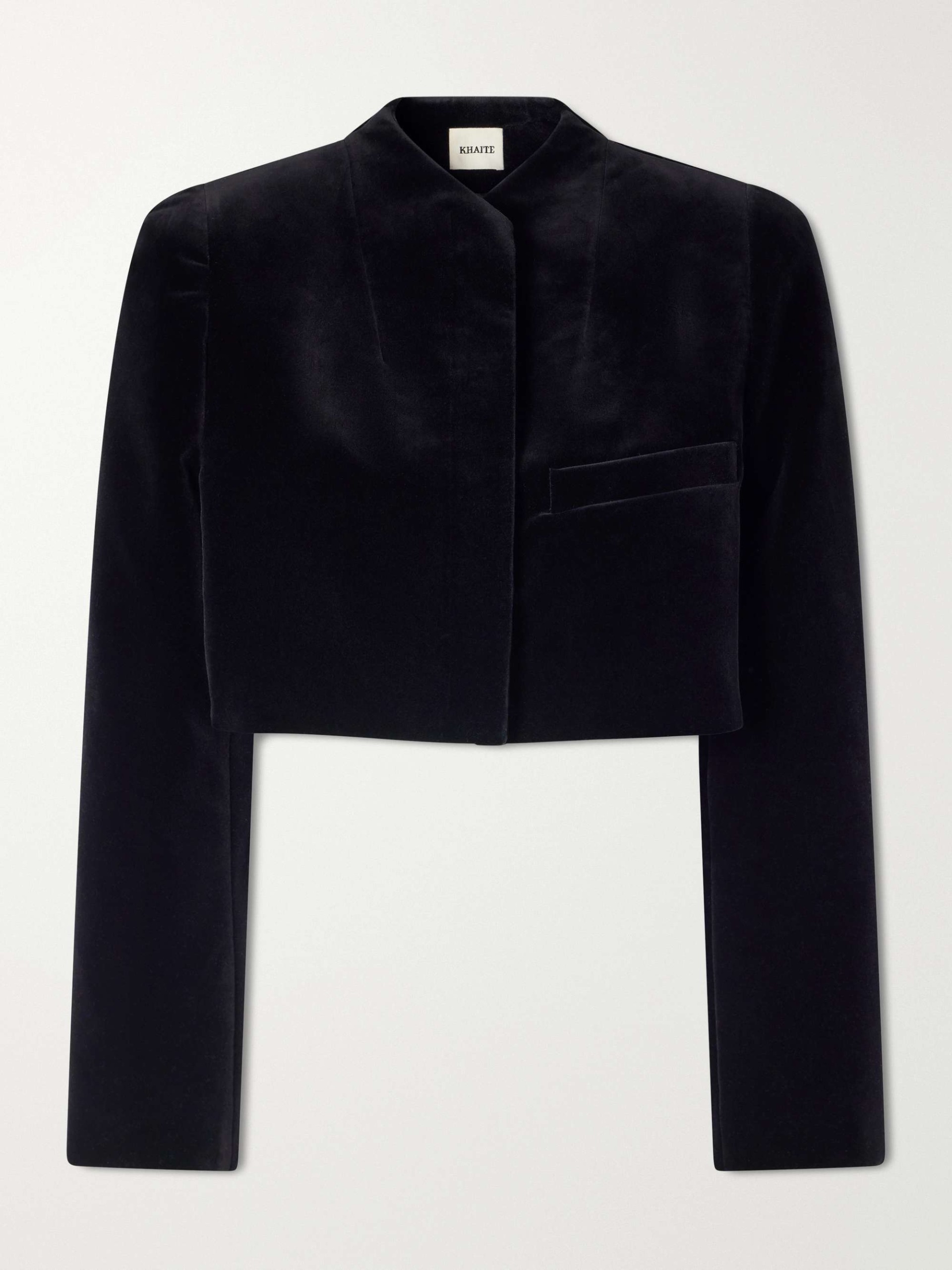 Samo Cropped Velvet Cotton-Blend Jacket