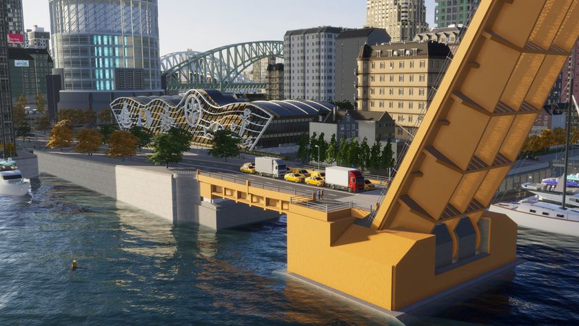 Cities: Skylines 2 Bridges and Ports expansion screenshot - drawbridge standing open